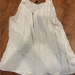 Express Cream Sleeveless Tank with Gold Zip Accent